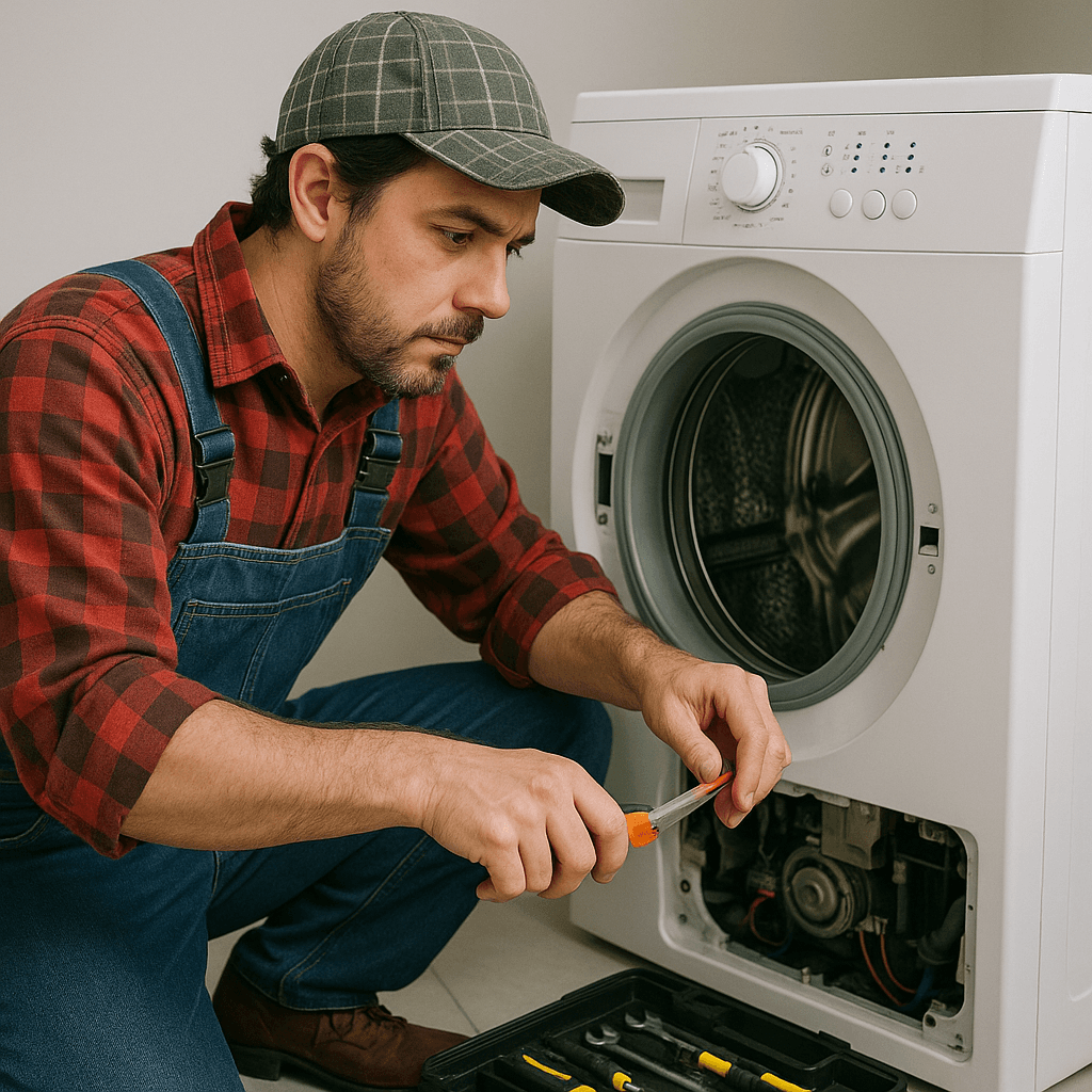 Professional technician repairing appliance